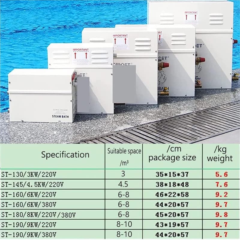 Dampfduschengenerator für Sauna mit digitaler Anzeige, 3-9 kW