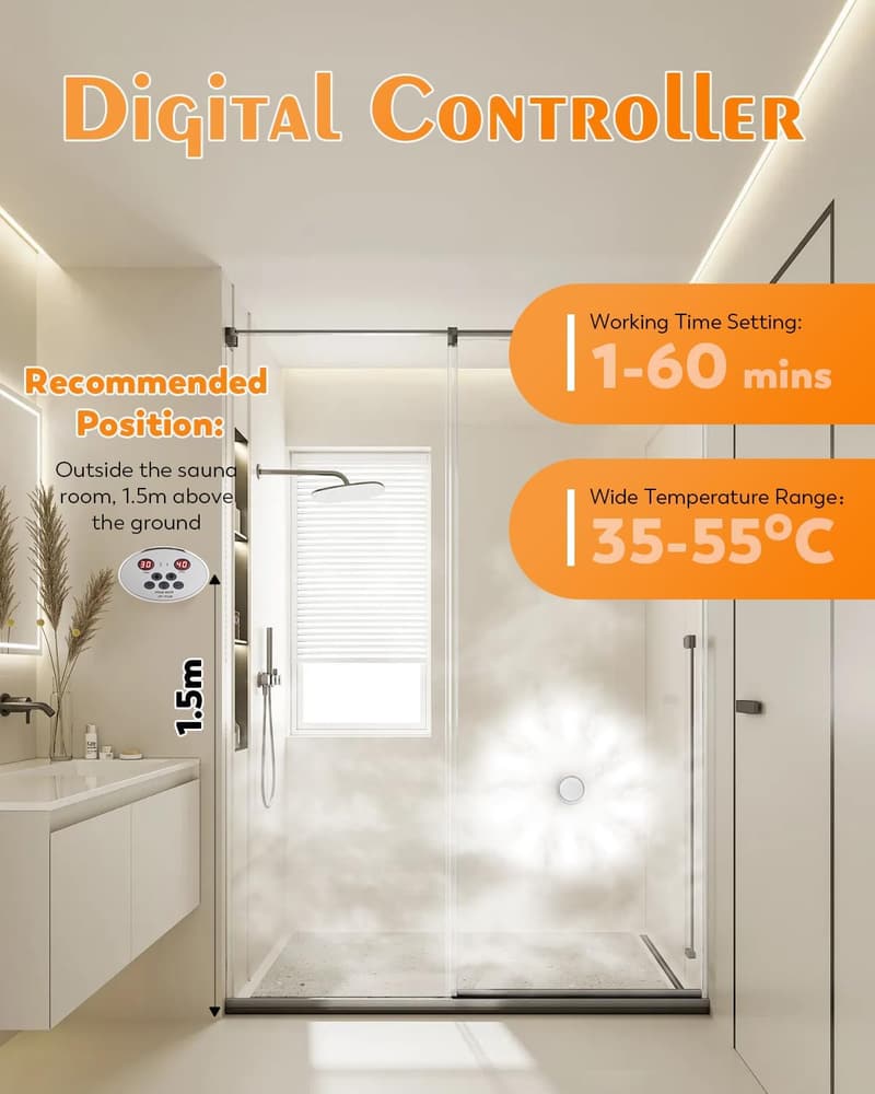 Sauna Dampfgenerator Kit 9KW mit Digital-Controller für Heim-Spa