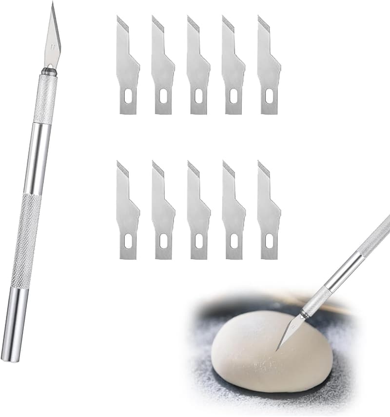 Brot Backzubehör: WANTUSHUI Bäcker-Messer mit 15 Klingen für Baguette