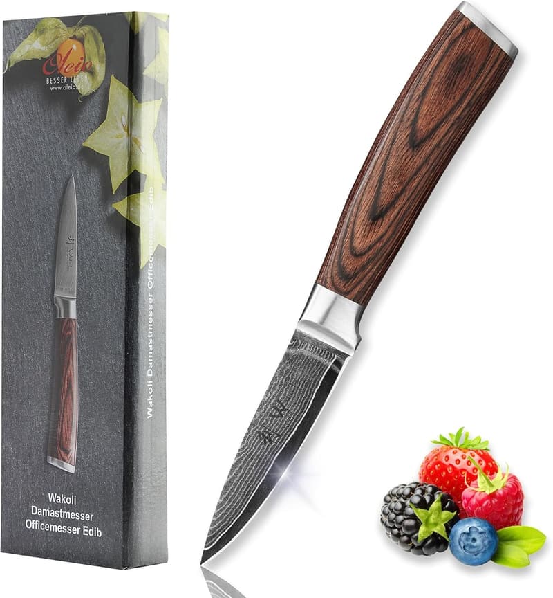 Wakoli Edib Damast Officemesser mit 8 cm Klinge aus 67 Lagen Stahl