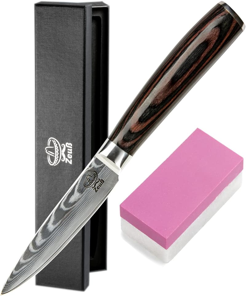 Damastmesser 20cm – Profi-Küchenmesser aus 67 Lagen mit Holzgriff und Geschenkbox