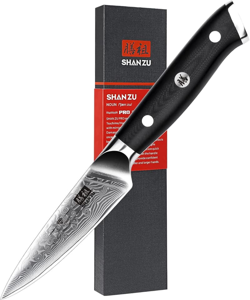 Damast Gemüsemesser aus 67 Schichten mit ergonomischem G10 Griff