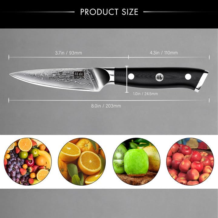 Damast Gemüsemesser aus 67 Schichten mit ergonomischem G10 Griff