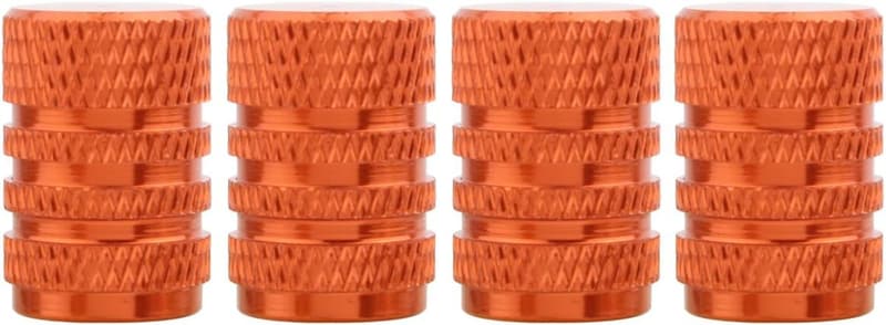 Orange Aluminium Ventilkappen im runden Stil für Auto und Motorrad