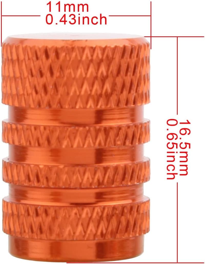 Orange Aluminium Ventilkappen im runden Stil für Auto und Motorrad