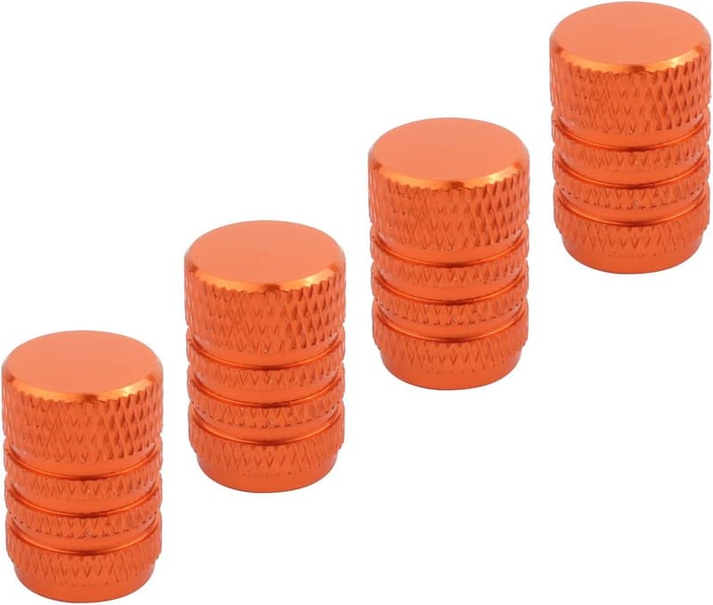 Orange Aluminium Ventilkappen im runden Stil für Auto und Motorrad