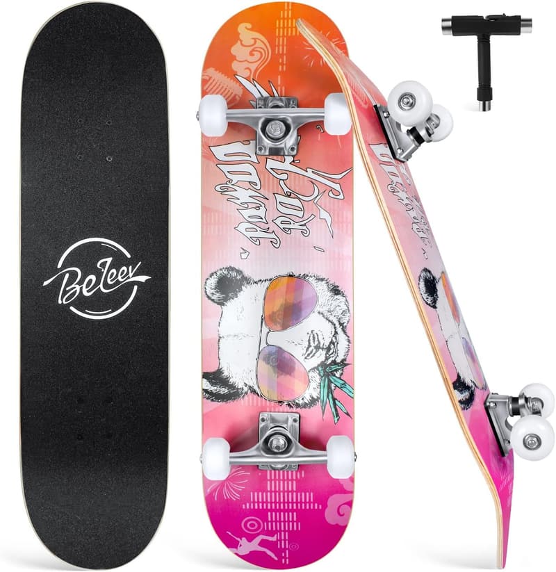 BELEEV 31x8 Zoll Cruiser Skateboard aus 7-lagigem Ahorn für Anfänger