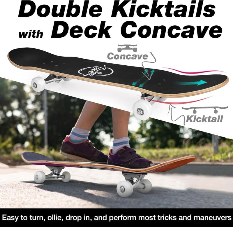 BELEEV 31x8 Zoll Cruiser Skateboard aus 7-lagigem Ahorn für Anfänger