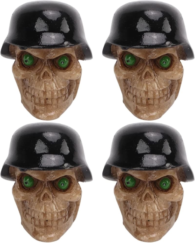Totenkopf-Ventilkappen-Set für Autos und Motorräder - 4 Stück Schwarz