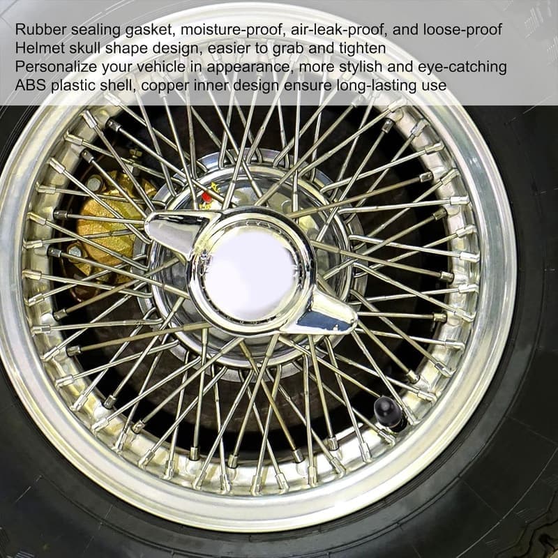 Totenkopf-Ventilkappen-Set für Autos und Motorräder - 4 Stück Schwarz
