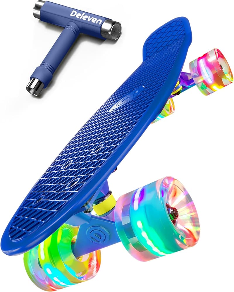 Deleven Skateboard mit LED-Rollen und ABEC 7 Lagern – 56 cm für Anfänger