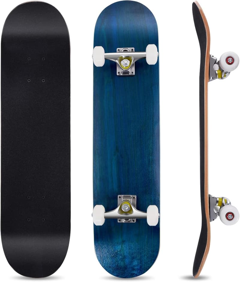 COSTWAY Skateboard für Anfänger, 80 x 20 cm, 7-lagiges Ahornholz