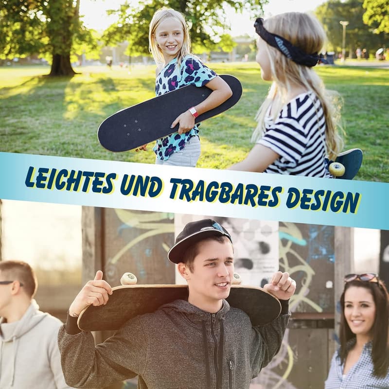 COSTWAY Skateboard für Anfänger, 80 x 20 cm, 7-lagiges Ahornholz