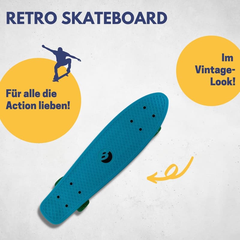 Retro Cruiser Skateboard für Kinder I Mini-Board mit ABEC 5 Kugellagern