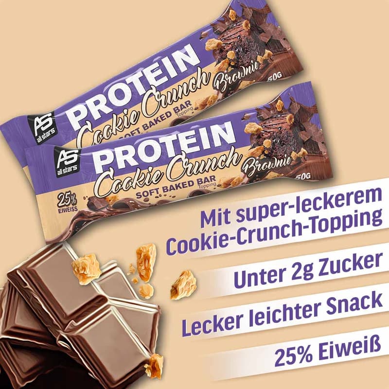 Protein-Riegel mit Keksen und Schokolade - 18 Stück, 25% Protein, zuckerarm