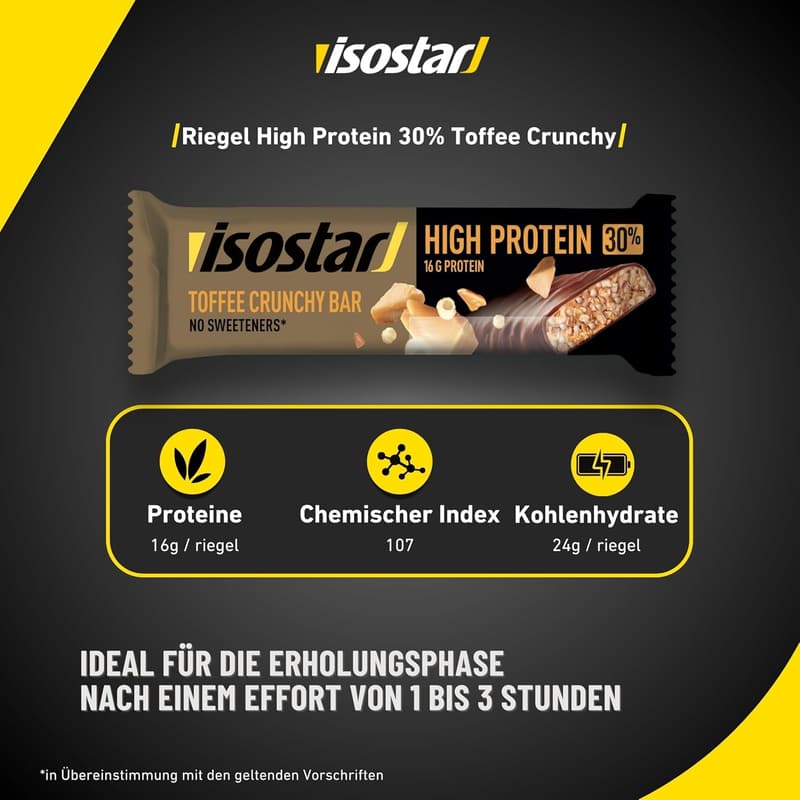 Isostar High Protein Riegel Toffee Crunch (16x55g) – eiweißreicher Snack