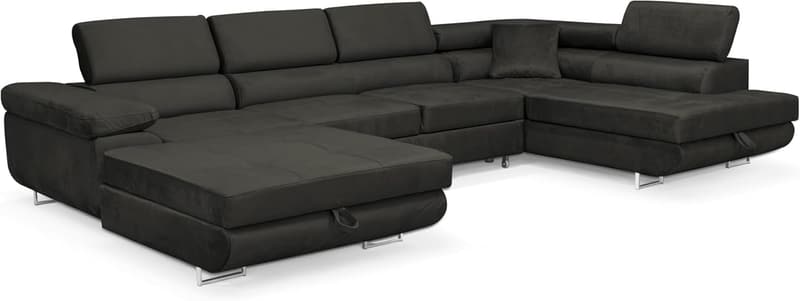 Aller Moon U XXL-Ecksofa mit Schlaffunktion und Bettkästen (Graphit, Rechts)