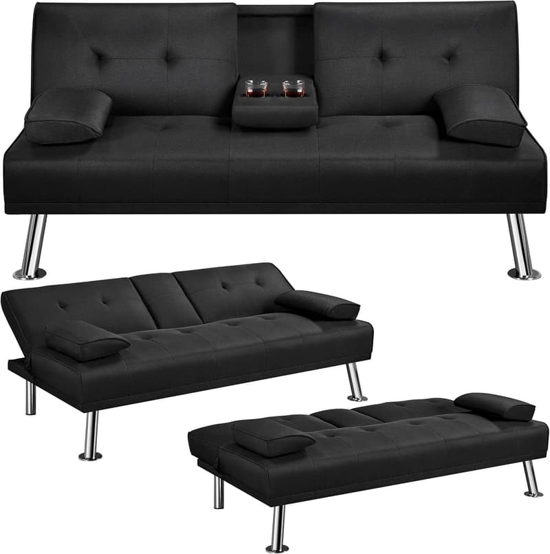 Klappbares Schlafsofa mit Schlaffunktion, 167 cm, Schwarz