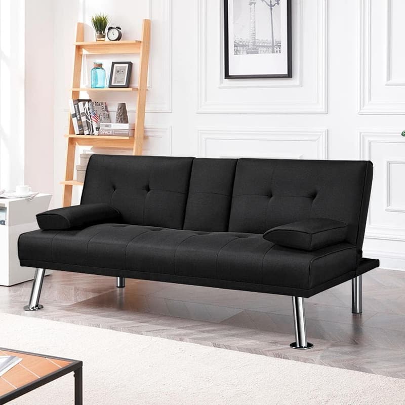 Klappbares Schlafsofa mit Schlaffunktion, 167 cm, Schwarz