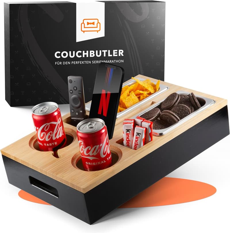 Personalisierbare Couchbar Snackbox aus Bambus mit Geschenkbox