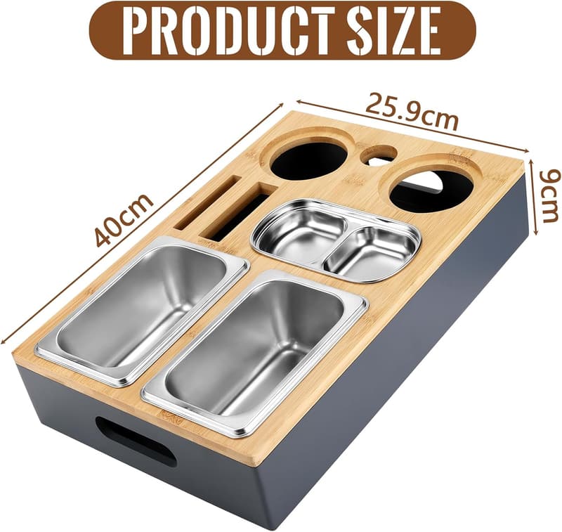 Snackbox für Couch mit Edelstahl-Schalen und abnehmbarem Deckel