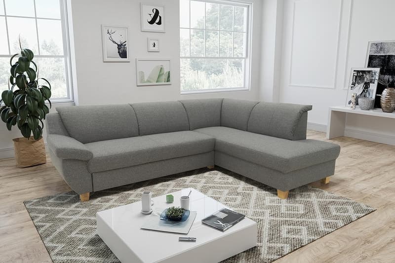 Klassisches L-Form Ecksofa Panama in Dunkelgrau, 254 x 186 cm