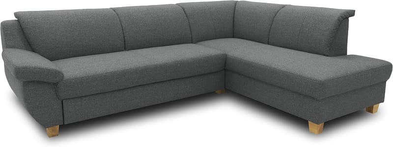 Klassisches L-Form Ecksofa Panama in Dunkelgrau, 254 x 186 cm