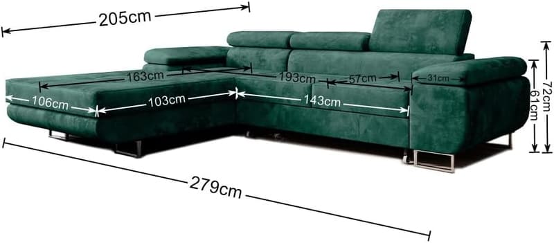 Moderno L-Form Schlafsofa mit Schlaffunktion und Bettkasten, Weinrot
