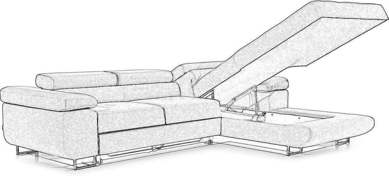 Moderno L-Form Schlafsofa mit Schlaffunktion und Bettkasten, Weinrot