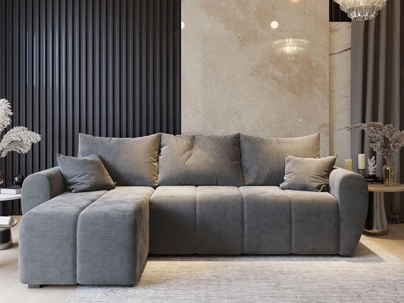 Ecksofa Madison mit Schlaffunktion und Bettkasten - Blau