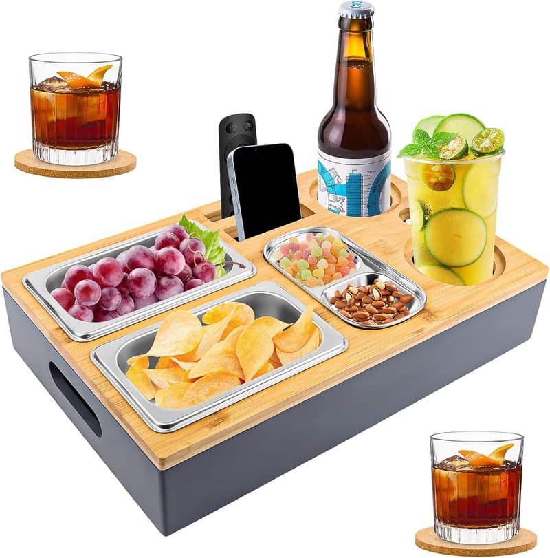 Snackbox für Couchbar mit abnehmbarem Deckel und Getränkehalter