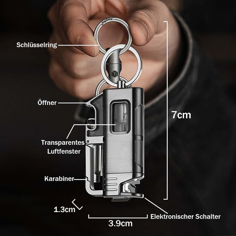 3-in-1 Sturmfeuerzeug mit Flaschenöffner – ideales Camping-Geschenk für Männer