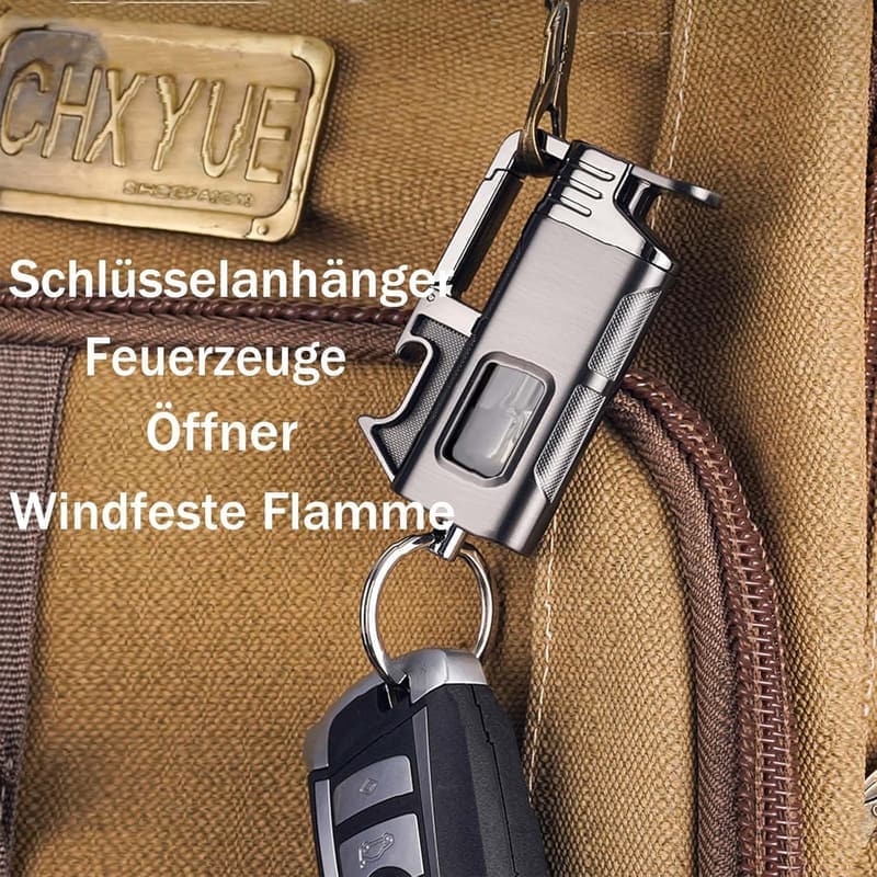 3-in-1 Sturmfeuerzeug mit Flaschenöffner – ideales Camping-Geschenk für Männer