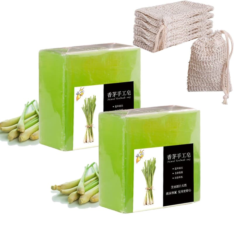 Natürliche Citronella-Körperseife mit 5 Schaumnetzen
