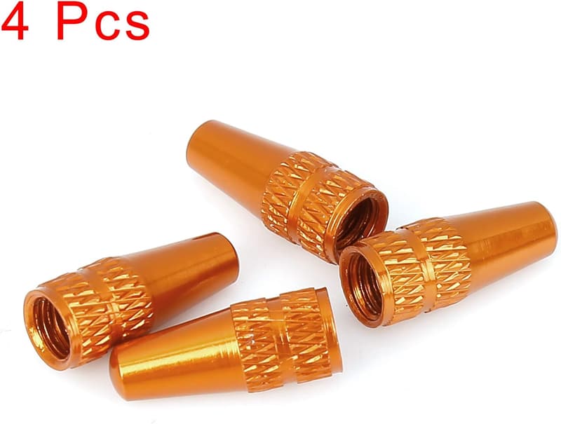 4 Stück orange Ventilvorbaukappen für Fahrräder