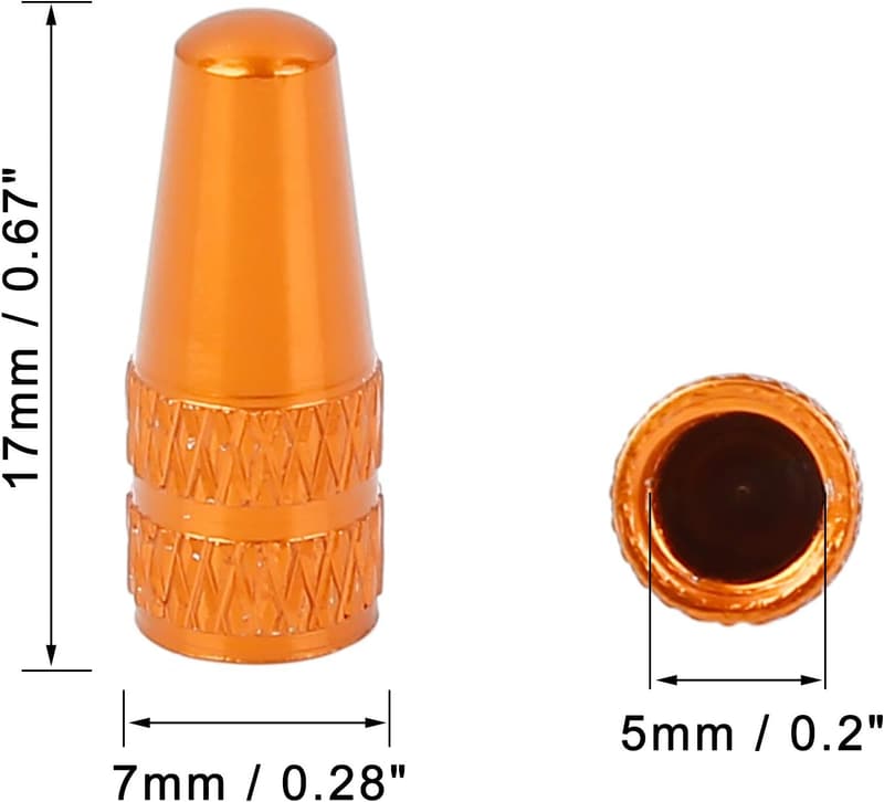 4 Stück orange Ventilvorbaukappen für Fahrräder