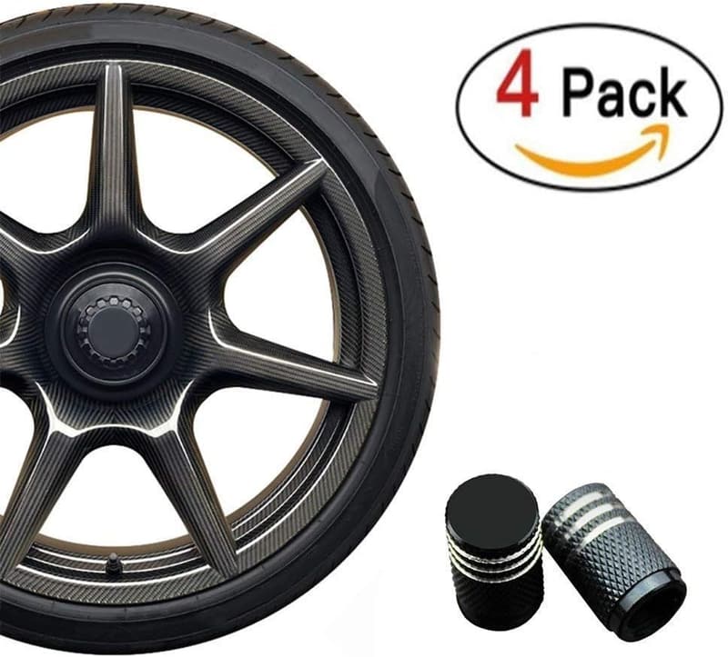 Schwarze Carbon-Titan Ventilkappen für Autos - 4 Stück Set, staubdicht, korrosionsbeständig