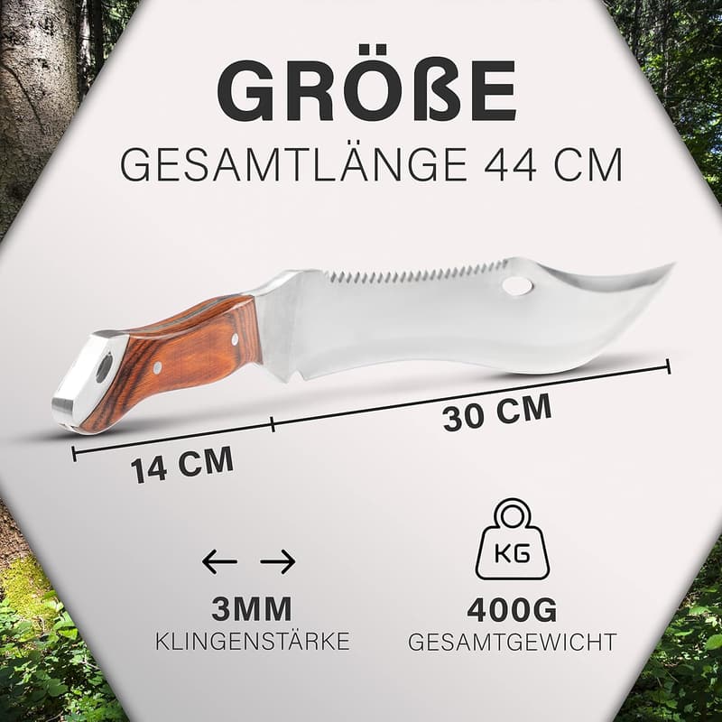 Große Survival-Machete mit Säge - 44,7 cm braun-silber