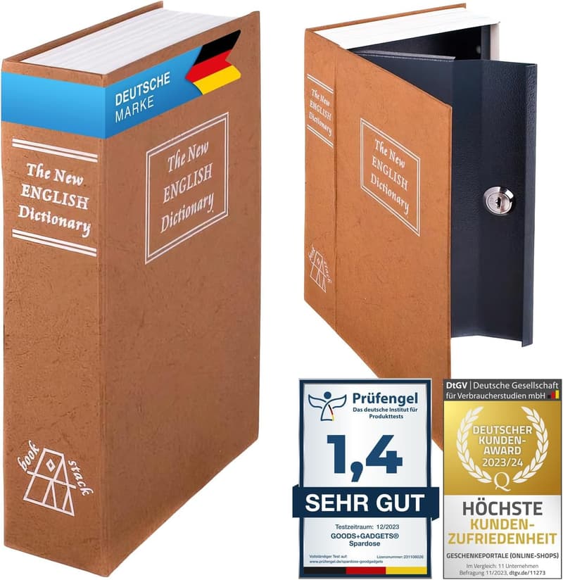 Buchtresor XXL - Buchsafe für Wertsachen im Bücherregal mit 2 Schlüsseln