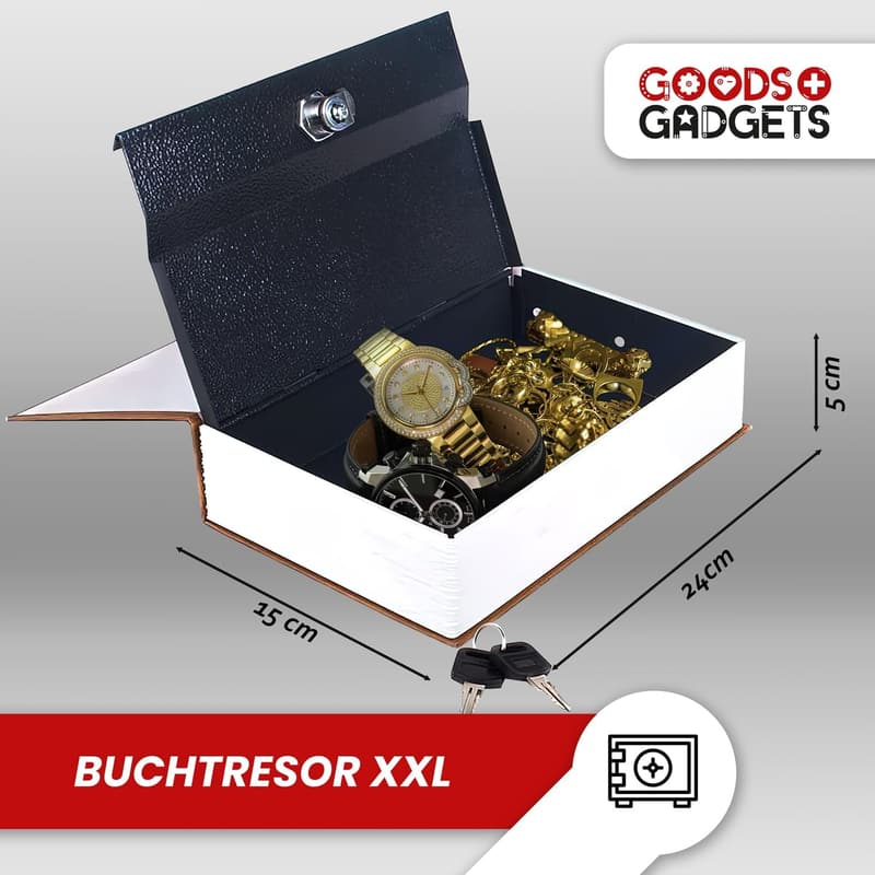 Buchtresor XXL - Buchsafe für Wertsachen im Bücherregal mit 2 Schlüsseln