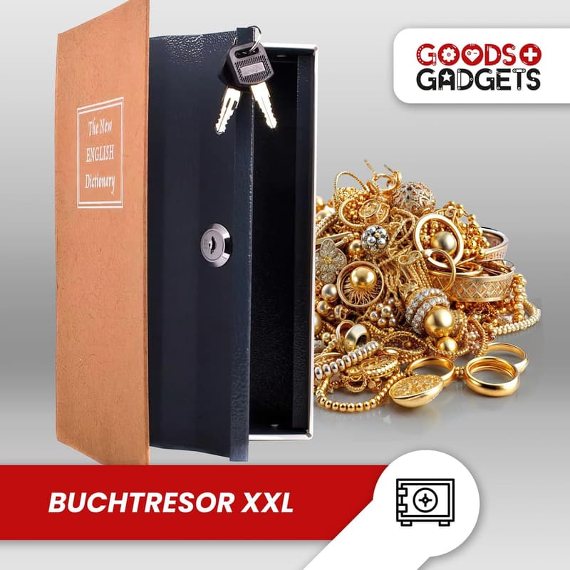 Buchtresor XXL - Buchsafe für Wertsachen im Bücherregal mit 2 Schlüsseln