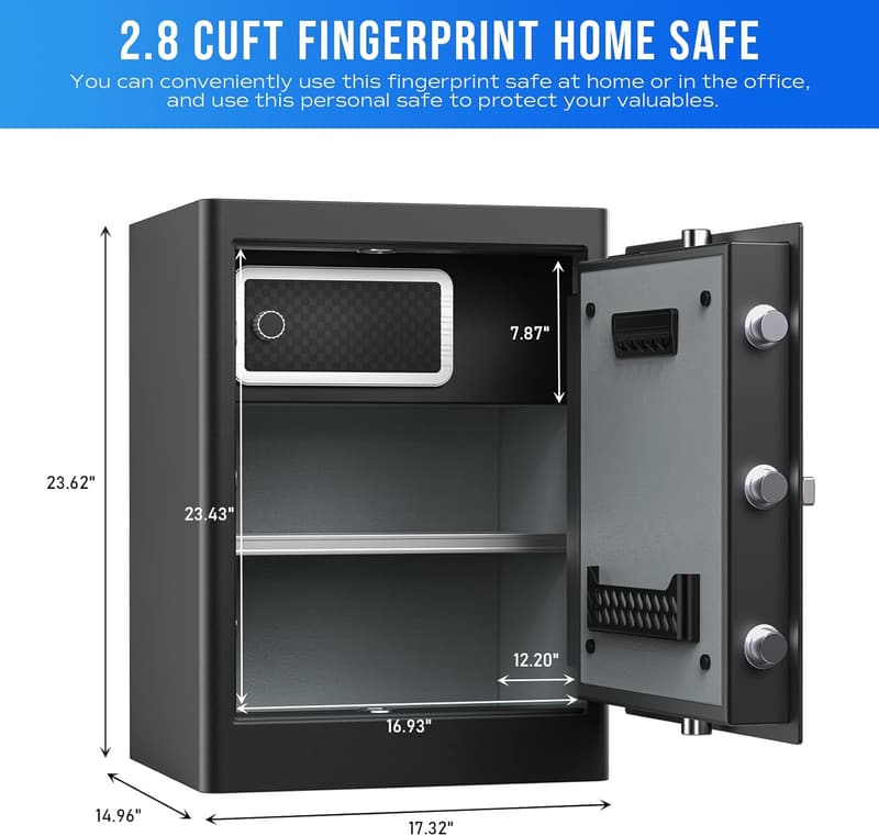 Biometrischer Fingerabdruck-Safe für Zuhause und Büro, 80 L