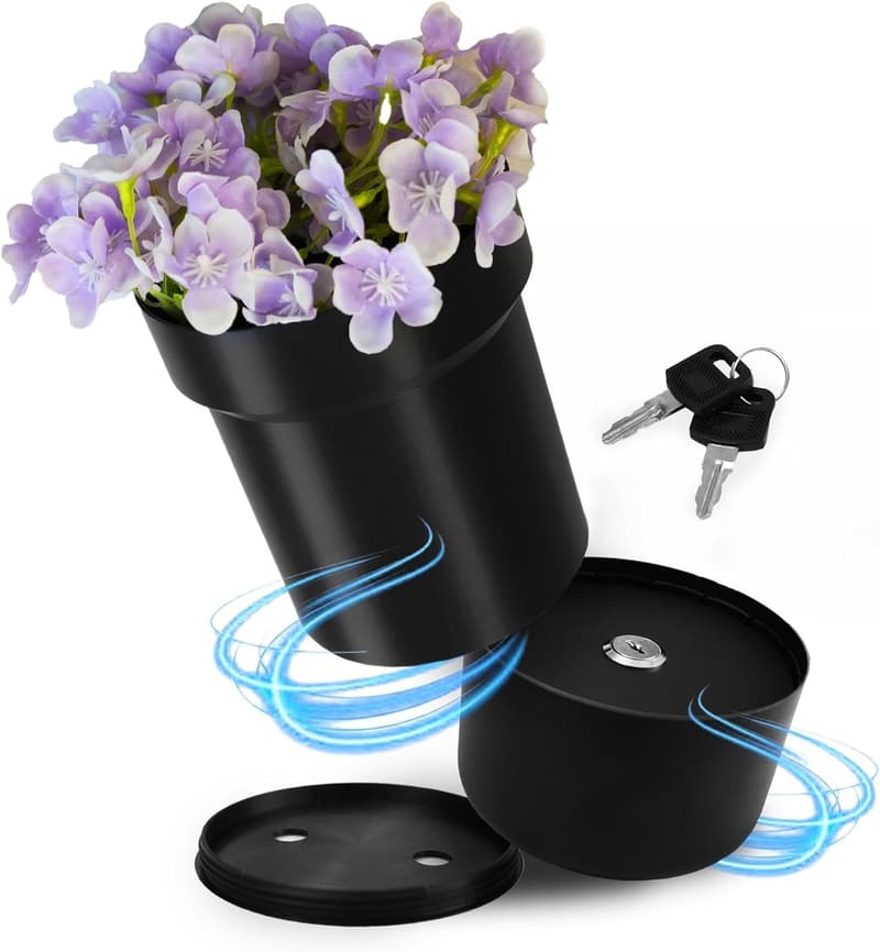 Blumentopf-Safe als Geld- und Schlüsselversteck mit Kunstblumen