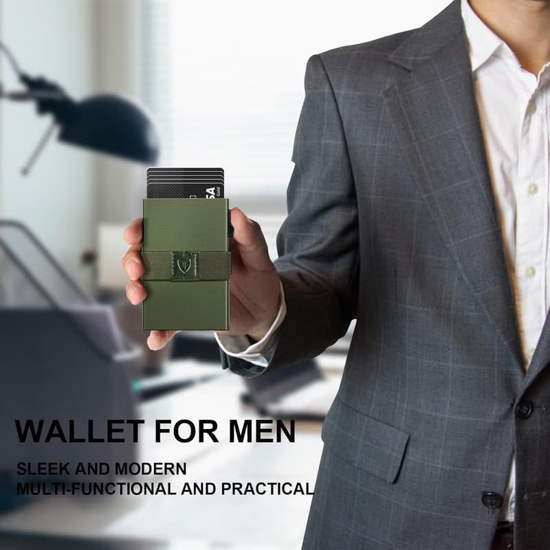 Minimalistische Herren-Brieftasche aus Metall mit RFID-Schutz, Pop-Up-Design
