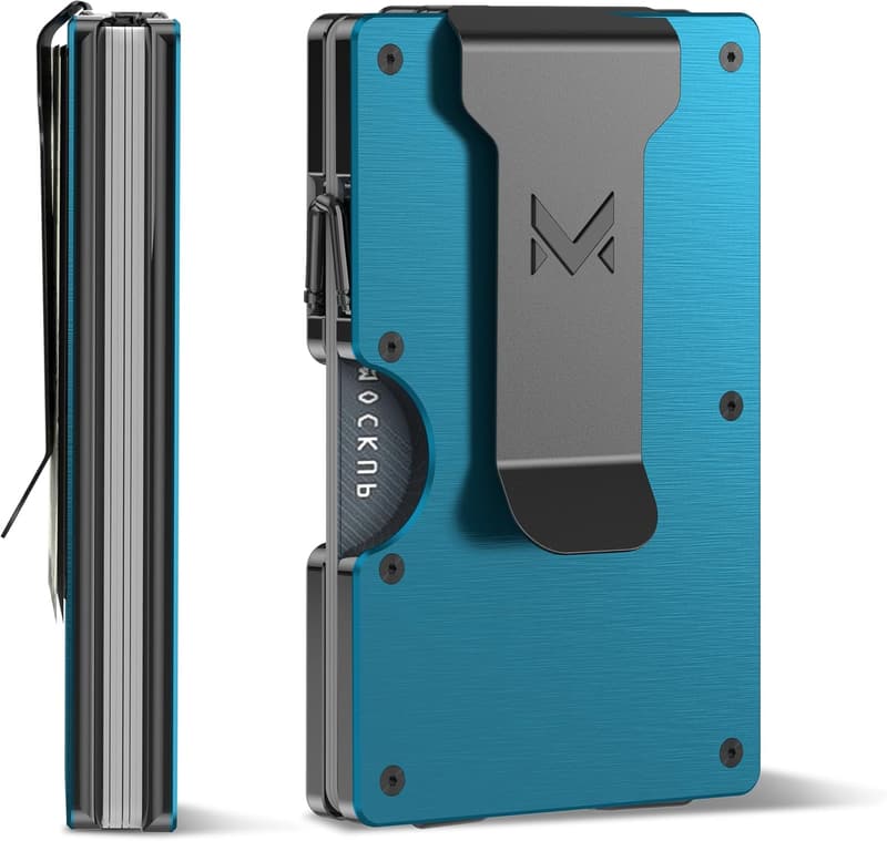 Minimalistische Herren-Geldbörse aus Aluminium mit RFID-Schutz - Marineblau