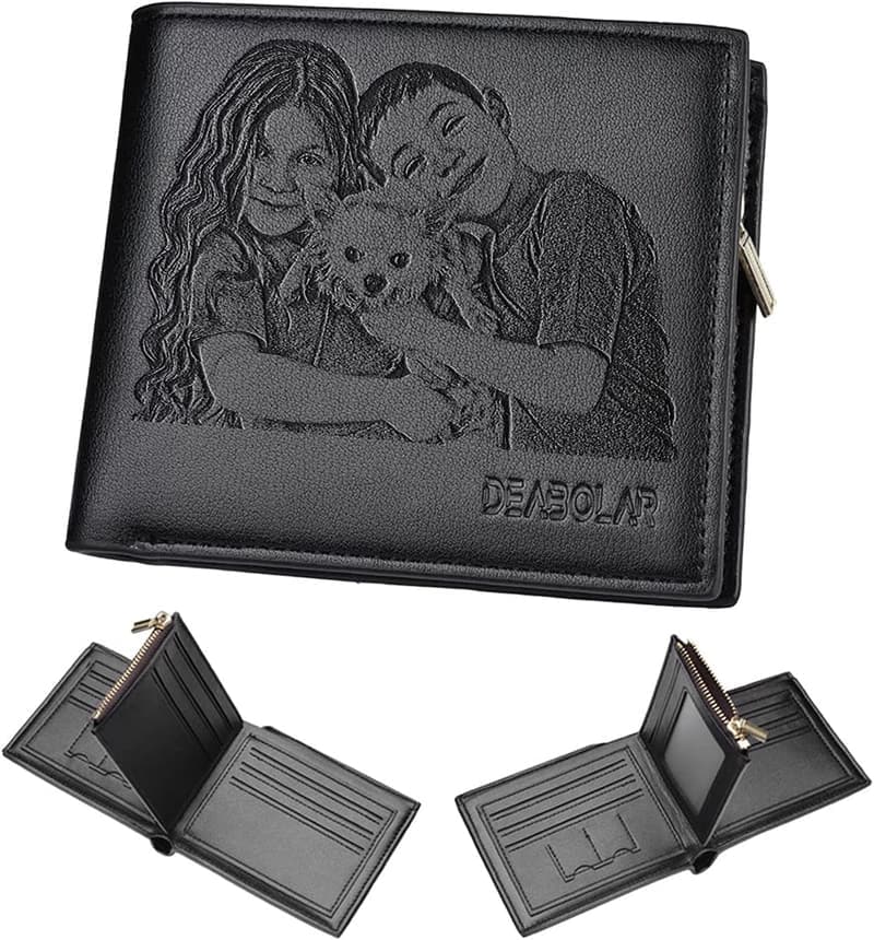 Personalisierte Lederbrieftasche für Herren – Graviertes Vatertagsgeschenk
