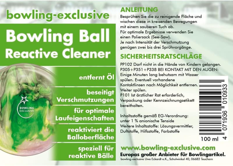 Reactive Bowlingball Reiniger 100 ml für Bowling-Enthusiasten