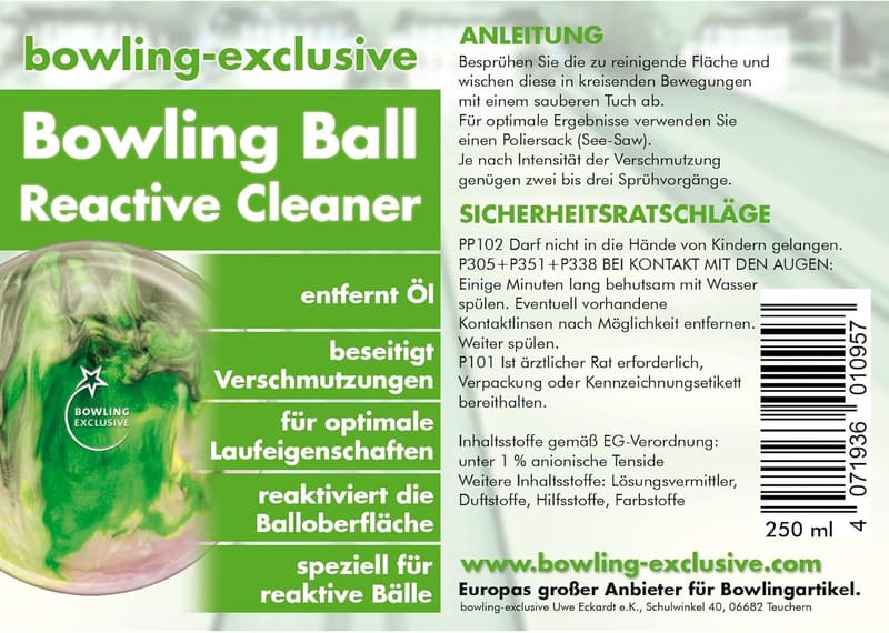 Reactive Bowlingkugel Reiniger 250 ml für optimale Spielleistung