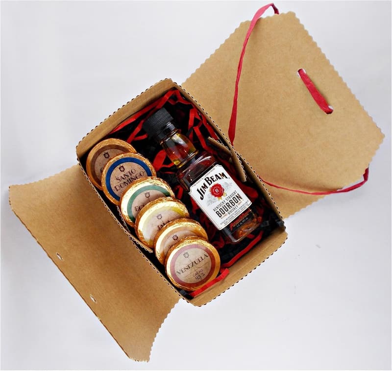 Jim Beam Bourbon Whiskey Miniatur 50ml mit Edelschokolade Geschenk