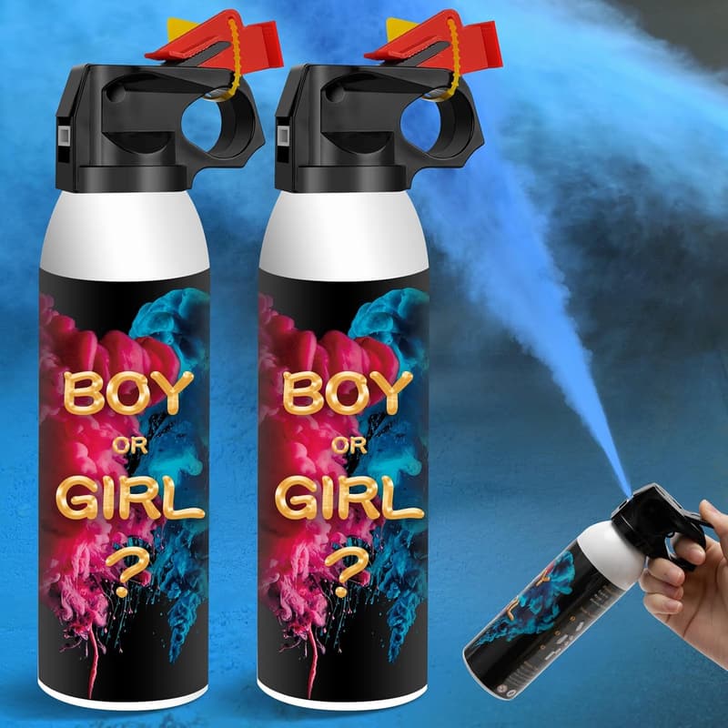 Gender Reveal Konfetti Kanone (2 Stück) - Biologisch abbaubare Rauchbombe